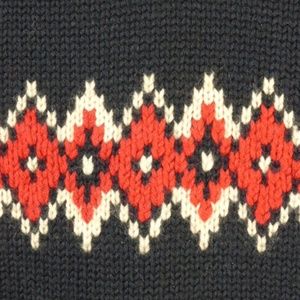 J Crew black red fair isle chunky wool v neck sweater XL vintage